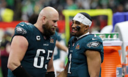 Eagles’ Jalen Hurts gives Lane Johnson his flowers after ‘Last Dance’ declaration